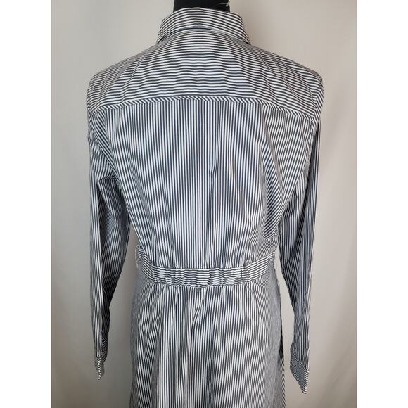 J. Crew NWT Women's Long Sleeve Shirt Dress Blue/White Stripe Poplin Size 10 - Picture 6 of 10